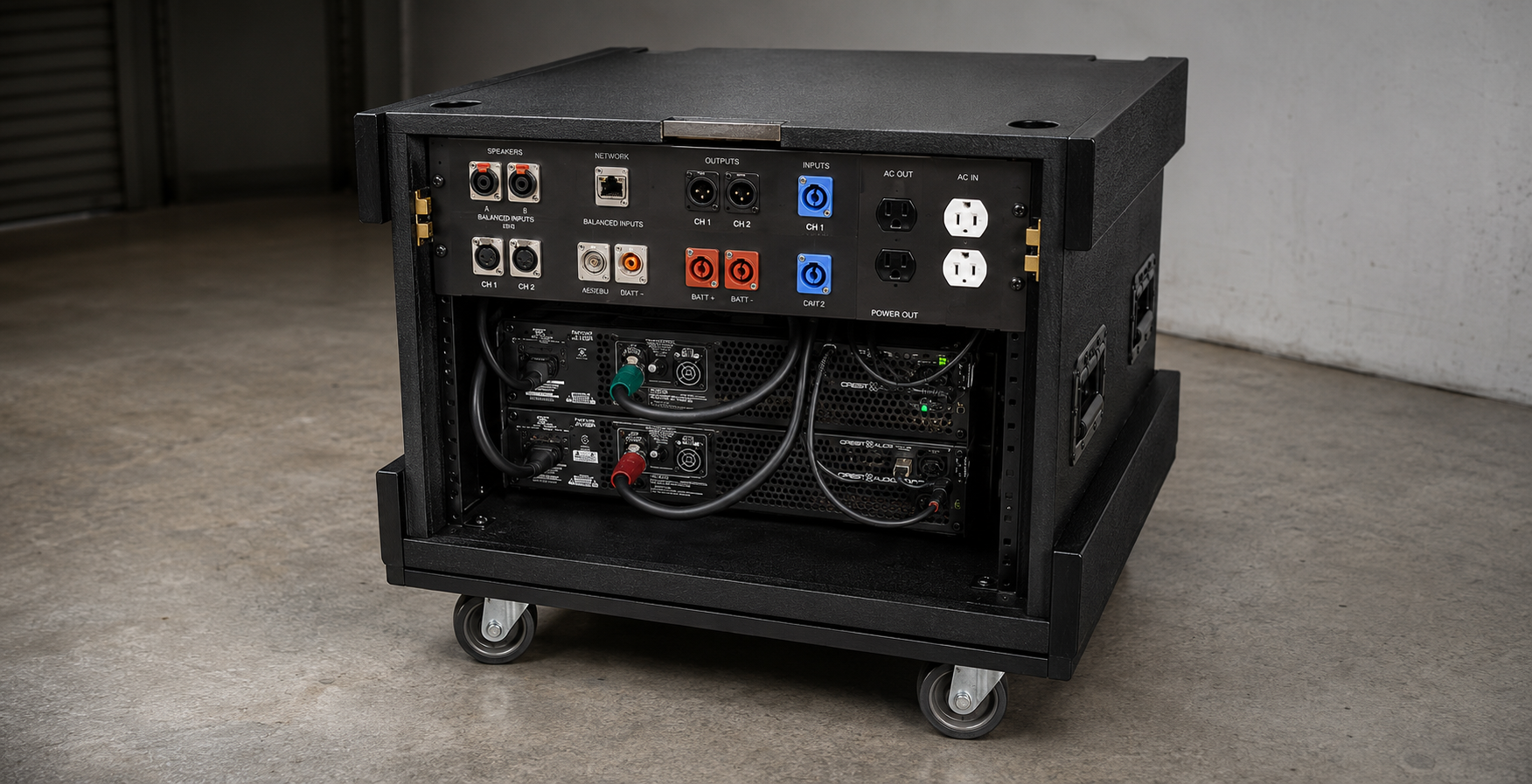 The Acoustic Engine — processing and power for the whole system in a single compact equipment rack.